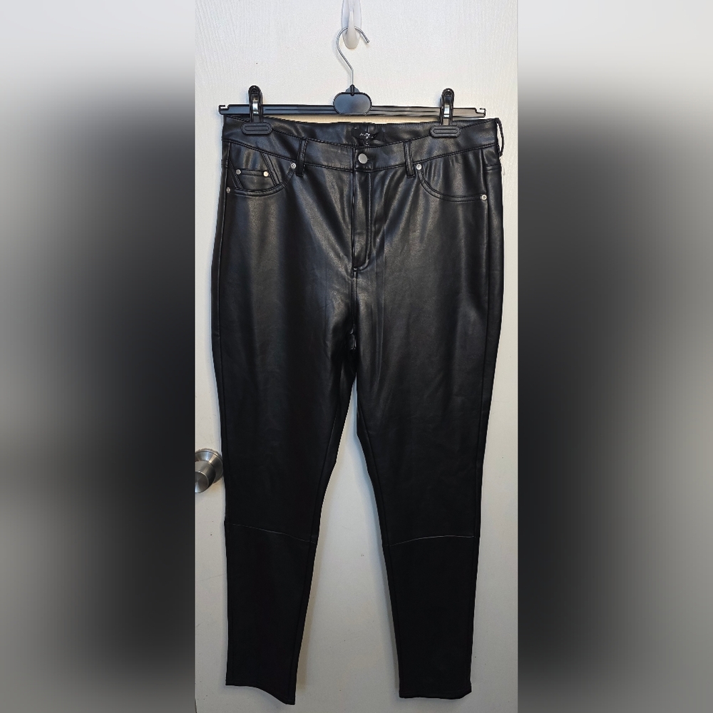 7 For All Mankind Black Vegan Leather Skinny Pants